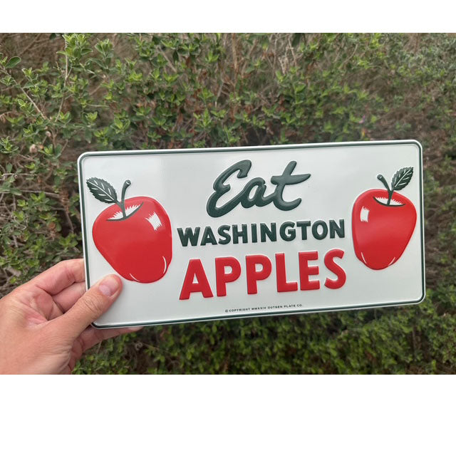Eat Washington Apples License Plate - No holes, UNDRILLED