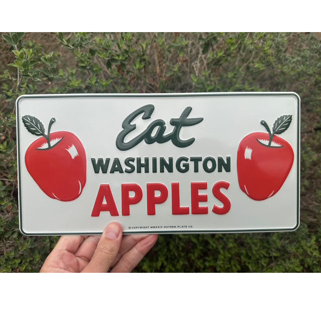 Eat Washington Apples License Plate - No holes, UNDRILLED