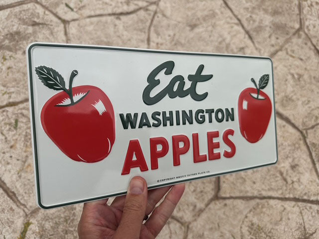 Eat Washington Apples License Plate - No holes, UNDRILLED