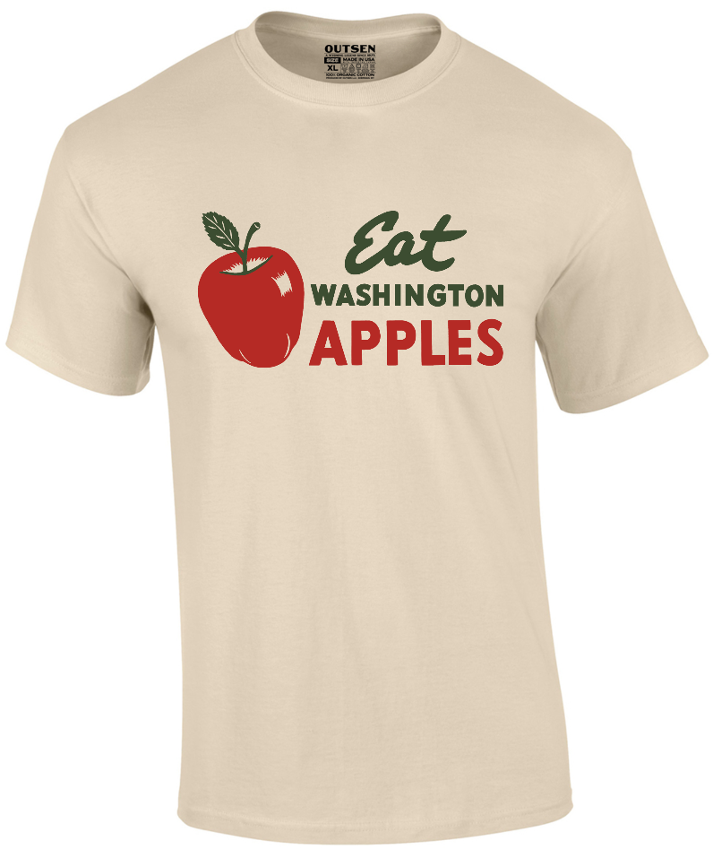 Outsen 100% Organic Cotton Made in USA T-Shirt: Eat Washington Apples Nostalgic Shirt