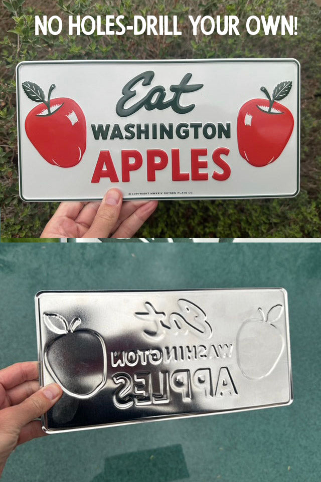 Eat Washington Apples License Plate - No holes, UNDRILLED