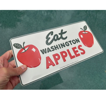 Eat Washington Apples License Plate - No holes, UNDRILLED