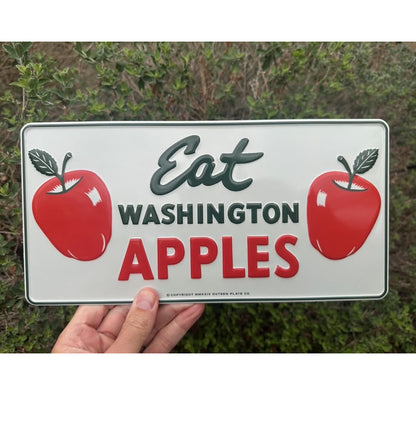 Eat Washington Apples License Plate - No holes, UNDRILLED